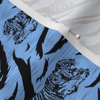 Tribal Tiger stripes print - ocean blue small