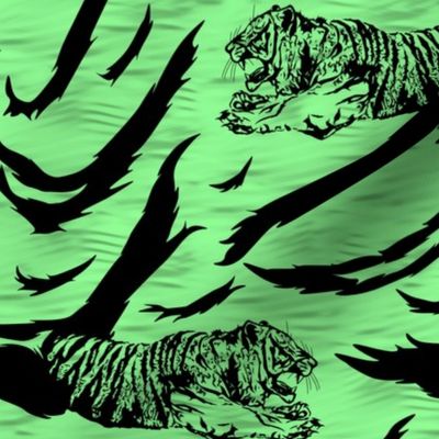 Tribal Tiger stripes print - jungle green medium