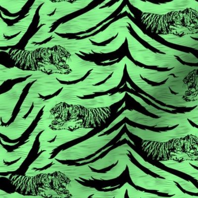 Tribal Tiger stripes print - jungle green small