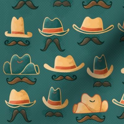 Hats + 'Staches // (Larger Scale) Hand Drawn Wild West Cowboy & Cowgirl Disguises Sheriff Outlaw 