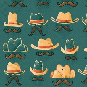 Hats + 'Staches // (Larger Scale) Hand Drawn Wild West Cowboy & Cowgirl Disguises Sheriff Outlaw 