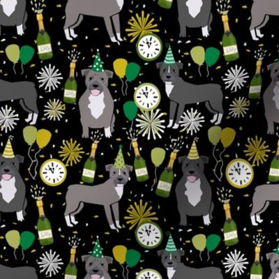 pitbulls new years eve celebrations happy new years fabric dog breed black green