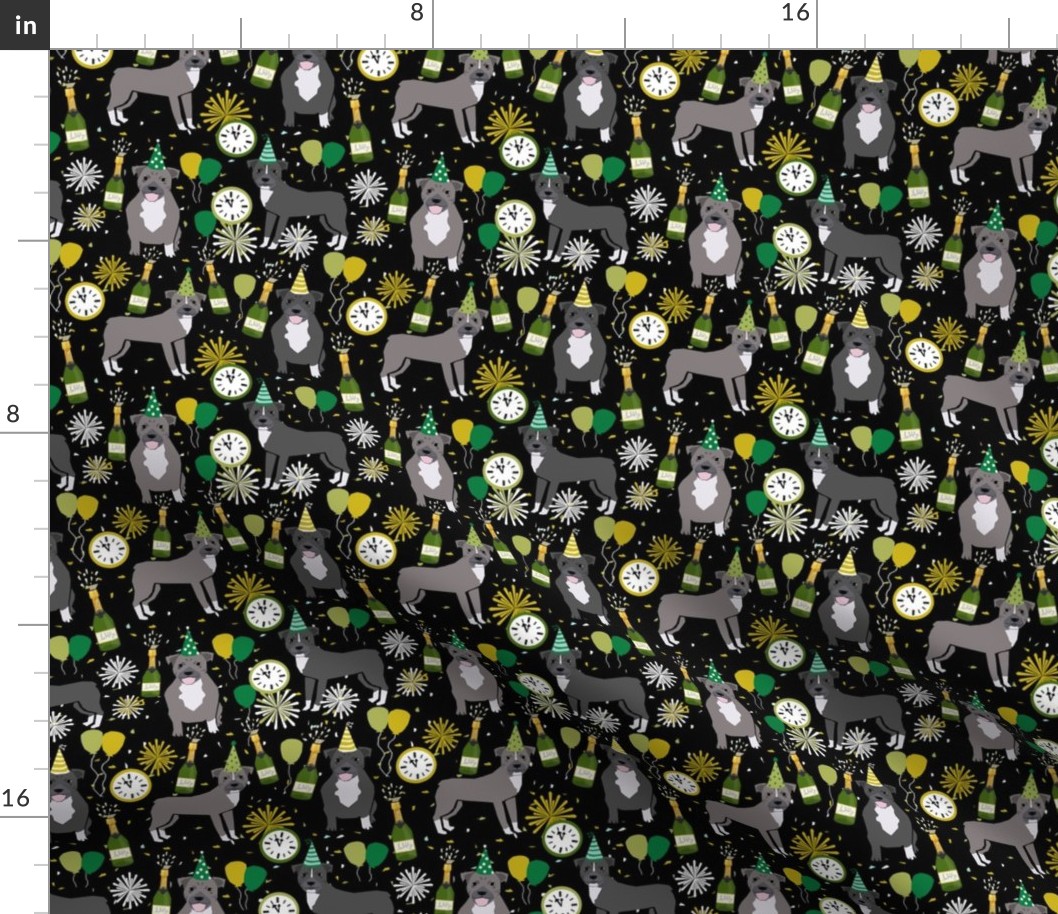 pitbulls new years eve celebrations happy new years fabric dog breed black green