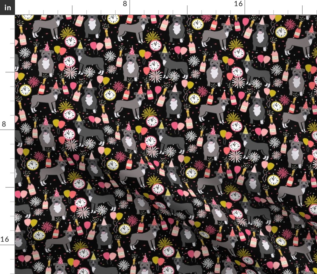 pitbulls new years eve celebrations happy new years fabric dog breed black pink