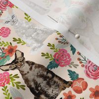 devon rex cat breed fabric florals cute pet breed cream