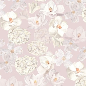 White Flowers- Pink Background
