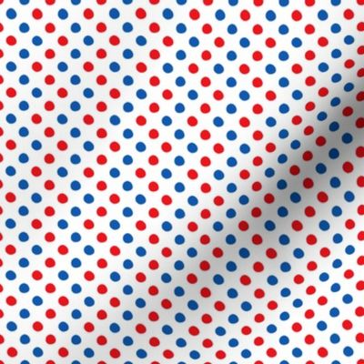 Red and Blue Polka Dots on White