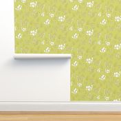 White Foliage on Light Avocado Green