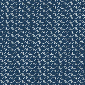 Hand Drawn Wave Pattern in Navy