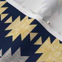 modern aztec || woven mustard on navy