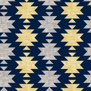 modern aztec || woven mustard on navy