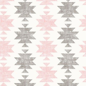 modern aztec || woven neutrals - pink on off white