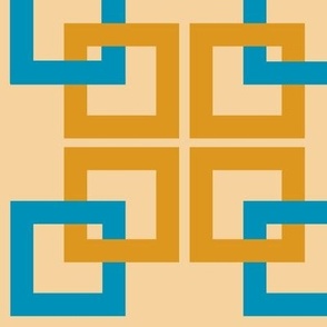 Yellow, gold and turquoise connected squares