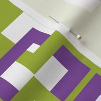 Kiwi green and purple connected squares on white