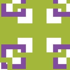 Kiwi green and purple connected squares on white