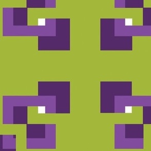 Kiwi green with purple, white and lilac blocks