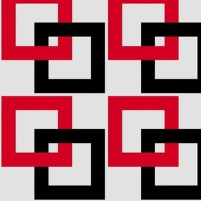 Black and red linked squares on gray