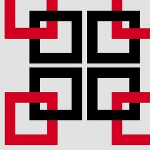Black and red connected squares on gray