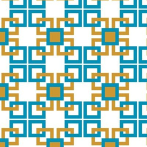 Turquoise and gold connecting squares