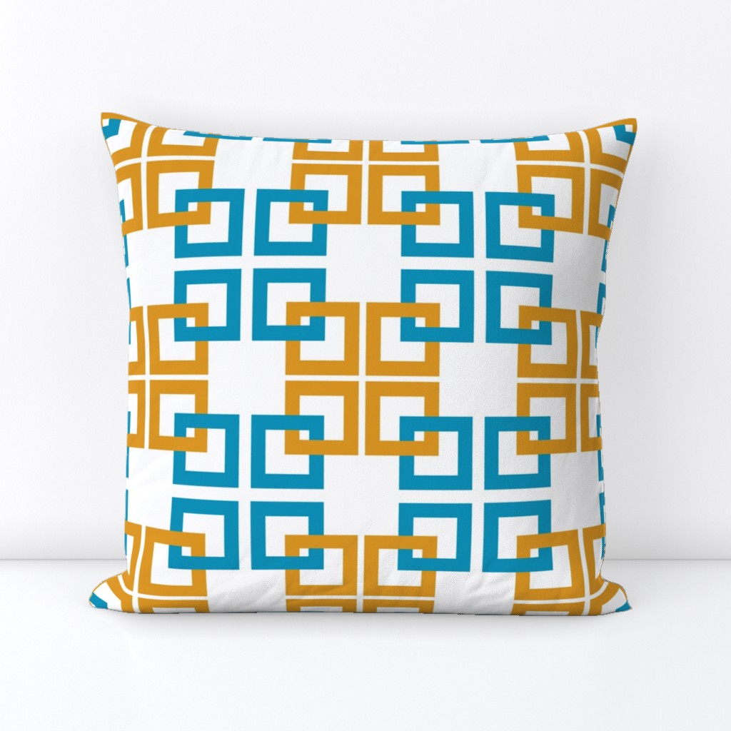 Turquoise gold Interlocking Squares 2