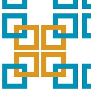 Turquoise gold Interlocking Squares 2