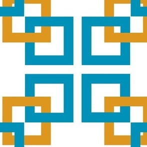 Turquoise and Gold interlocking  squares 3