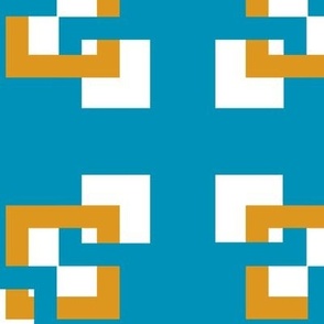 Interlocking Squares abstract Turquoise gold