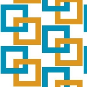 Turquoise and gold interlocking squares