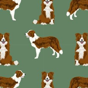 border collie simple dog breed fabric for pet lovers green
