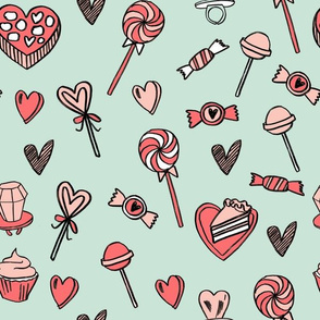 valentines candy // cute chocolates fabric hearts love valentines day mint pink