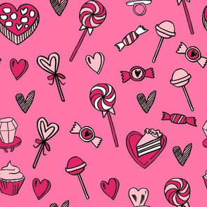 valentines candy // cute chocolates fabric hearts love valentines day hot pink