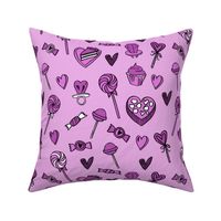 valentines candy // cute chocolates fabric hearts love valentines day purple