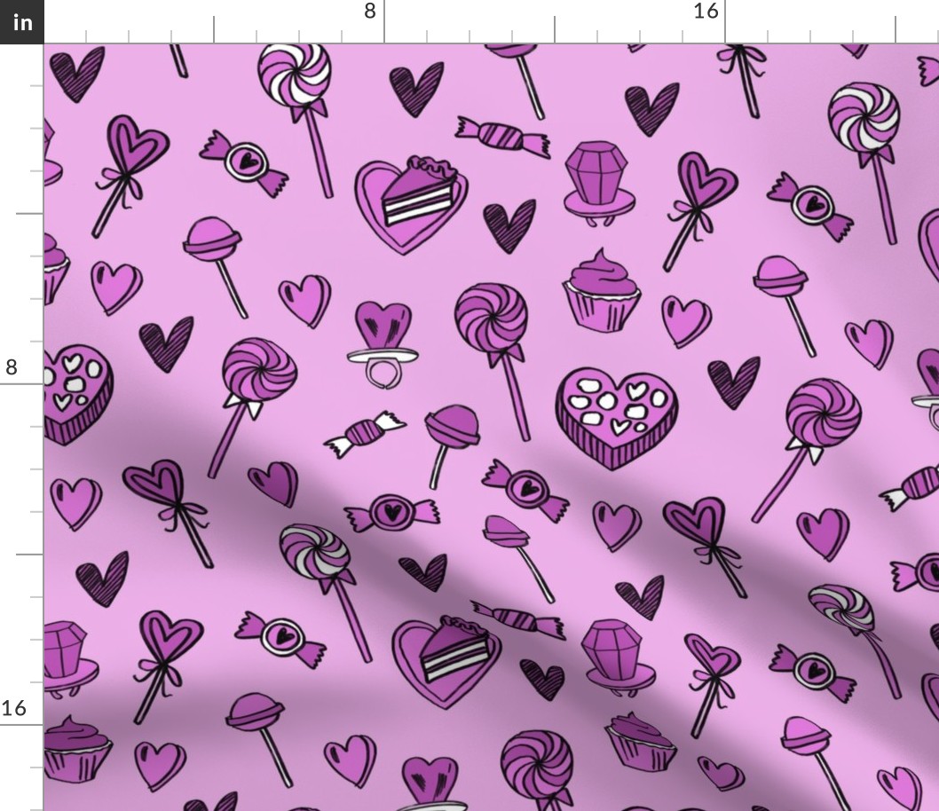 valentines candy // cute chocolates fabric hearts love valentines day purple