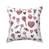 valentines candy // cute chocolates fabric hearts love valentines day white pink