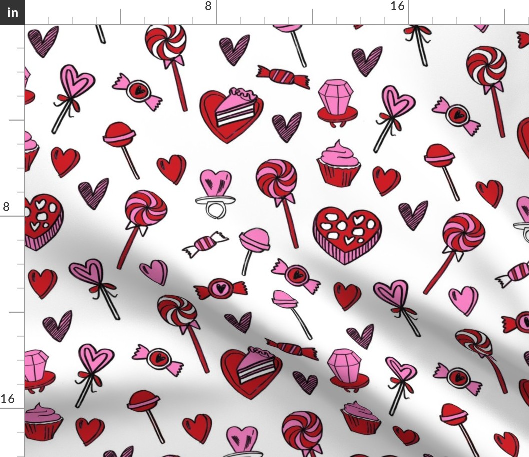 valentines candy // cute chocolates fabric hearts love valentines day white red