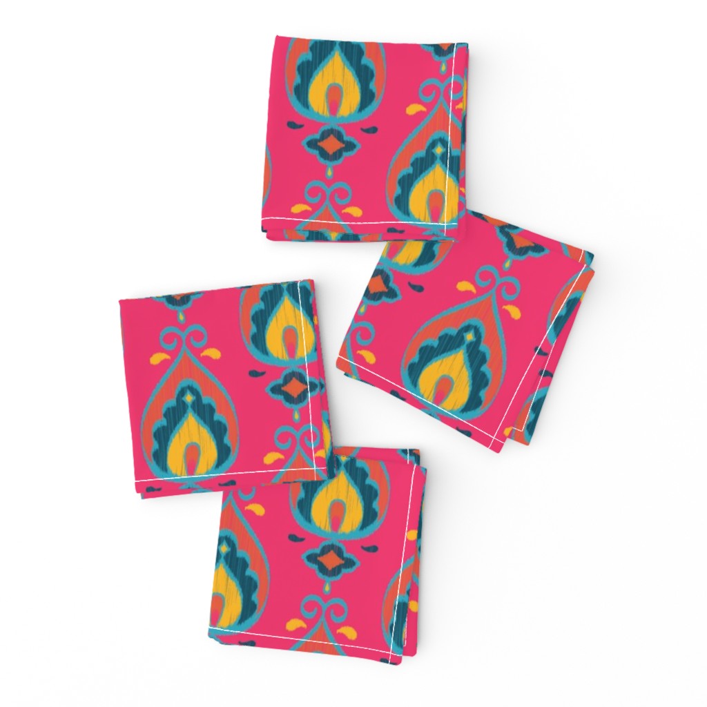 Teardrop Ikat (Fuschia - Vertical) // Hand Drawn Moroccan - inspired Middle Eastern Lantern Tile & Textile Art 