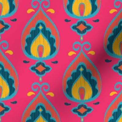 Teardrop Ikat (Fuschia - Vertical) // Hand Drawn Moroccan - inspired Middle Eastern Lantern Tile & Textile Art 