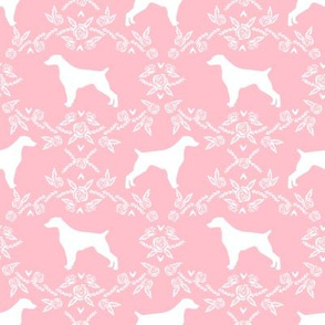 brittany spaniel floral silhouette dog breed fabric pink