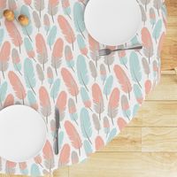 Tribal Feathers Pattern Apricot Blue Grey