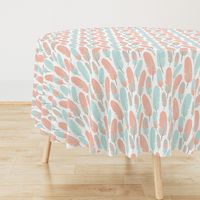 Tribal Feathers Pattern Apricot Blue Grey