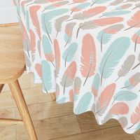 Tribal Feathers Pattern Apricot Blue Grey