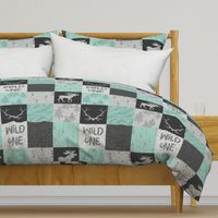 Wild One Quilt - Mint,Black, And Grey - Moose Bear Antlers