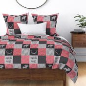 Wild One Quilt - Pink, Black And Grey - Moose Woodland Nursery