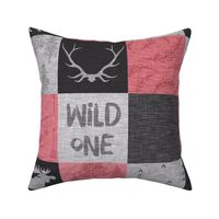 Wild One Quilt - Pink, Black And Grey - Moose Woodland Nursery