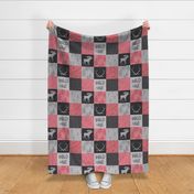 Wild One Quilt - Pink, Black And Grey - Moose Woodland Nursery