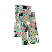 cat florals mixed breeds pet fabrics  mint