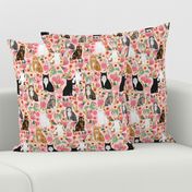 cat florals mixed breeds pet fabrics pink