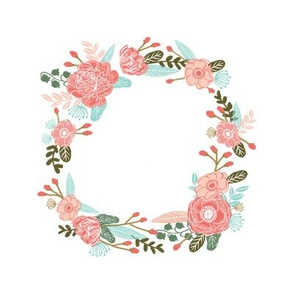 monogram girls sweet florals flowers flower wreath girls monogram pillow fabric swatch design mini 8" swatch size  personalized personal letter quilt fabric cute girls design