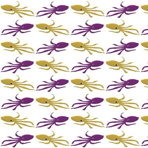 gold and purple squid