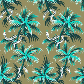 Snake Palms - Teal Mustard Light - AndreaAlice